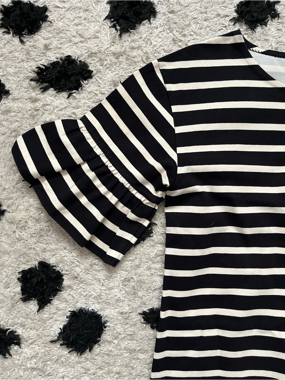 J Crew size Medium striped short sleeve Black & White Striped Cotton Dress - Picture 4 of 10